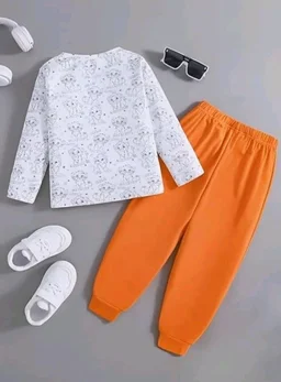 Boys Cotton Clothing Set
Full Sleeve Printed T-Shirt & Pant, Soft Cotton Wear Outfit, Comfortable for Wear
- 2-3 y, White-Orange