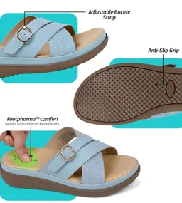 YOHO Evergreen Slides Cross Strap Sandals for Women | Stylish, Comfortable Orthopedic & Anti Skid | Office, Summer, Beach, Casual Wear Flats for Ladies/Girls