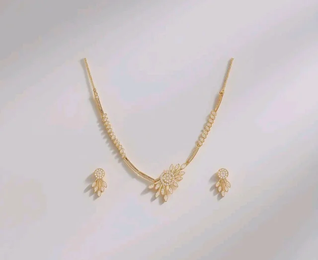Nilu's Collection Rose Gold Plated AD Stone Studded Anti Tarnish Jewellery Set for Women