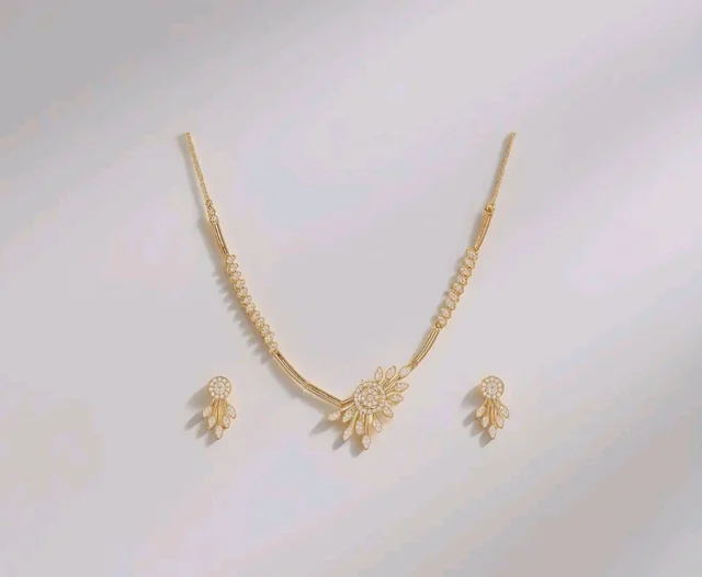 Nilu's Collection Rose Gold Plated AD Stone Studded Anti Tarnish Jewellery Set for Women