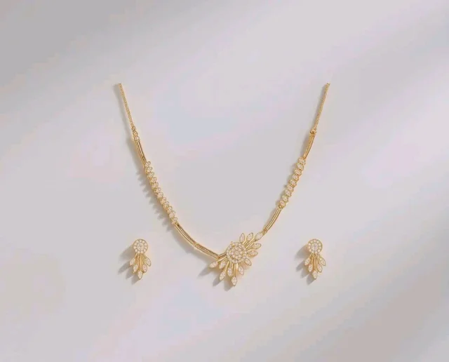 Nilu's Collection Rose Gold Plated AD Stone Studded Anti Tarnish Jewellery Set for Women
