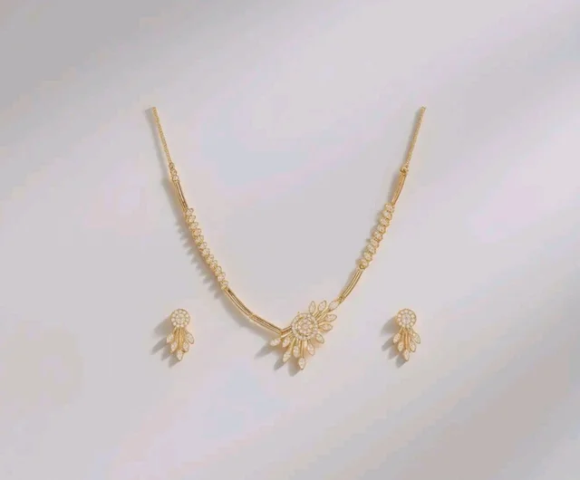Nilu's Collection Rose Gold Plated AD Stone Studded Anti Tarnish Jewellery Set for Women