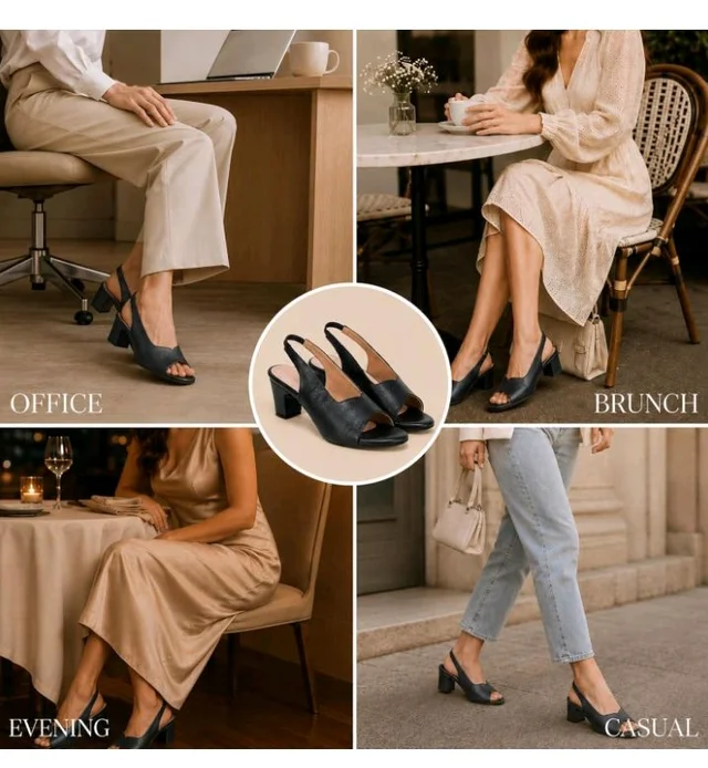 TRASE Ankle Strap Pointed Toe Block Heel Pumps Sandals For Women| Fashionable Sandals, Office, Party and Formal Occasions | Light weight, Soft Footbed, Comfortable & Stylish - (47067)