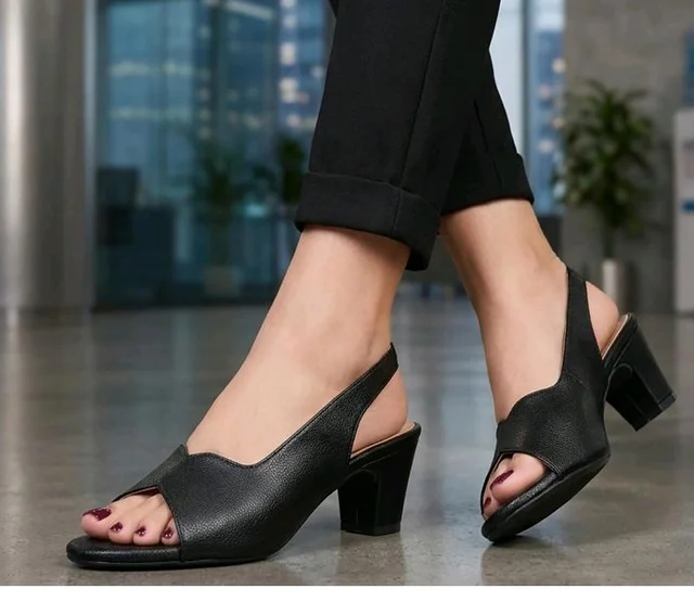 TRASE Ankle Strap Pointed Toe Block Heel Pumps Sandals For Women| Fashionable Sandals, Office, Party and Formal Occasions | Light weight, Soft Footbed, Comfortable & Stylish - (47067)