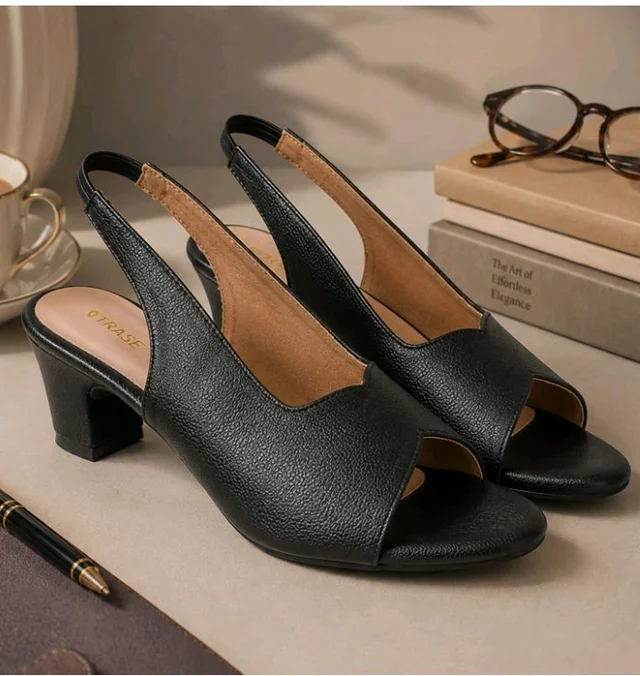 TRASE Ankle Strap Pointed Toe Block Heel Pumps Sandals For Women| Fashionable Sandals, Office, Party and Formal Occasions | Light weight, Soft Footbed, Comfortable & Stylish - (47067)
