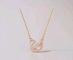 Swarovski Dazzling Swan Pendant Necklace, Rose Gold Tone Finish, Pink Crystals, Clear Crystals