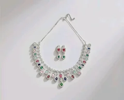 Karatcart Silver Toned American Diamond Studded Jewellery Set for Women