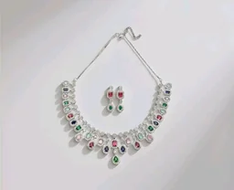 Karatcart Silver Toned American Diamond Studded Jewellery Set for Women