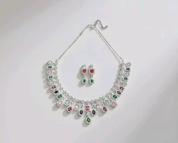 Karatcart Silver Toned American Diamond Studded Jewellery Set for Women