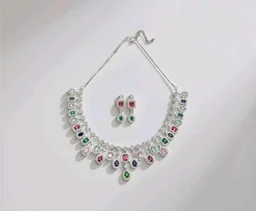 Karatcart Silver Toned American Diamond Studded Jewellery Set for Women