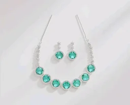 Karatcart Elegant Light Blue American Diamond Necklace Set for Women