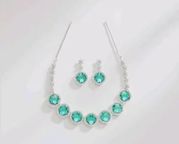 Karatcart Elegant Light Blue American Diamond Necklace Set for Women