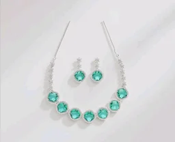 Karatcart Elegant Light Blue American Diamond Necklace Set for Women