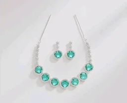 Karatcart Elegant Light Blue American Diamond Necklace Set for Women