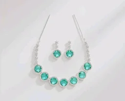 Karatcart Elegant Light Blue American Diamond Necklace Set for Women