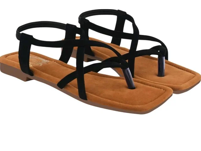 Shoetopia Women’s Toe Ring Flat Sandals, Strappy Cross Strap Slip-On Flats, Comfortable Casual Daily Summer Footwear