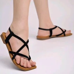 Shoetopia Women’s Toe Ring Flat Sandals, Strappy Cross Strap Slip-On Flats, Comfortable Casual Daily Summer Footwear