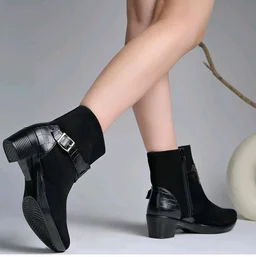 Women Fashion Ankle Boots with Oversized Metal Buckle Modern || Designer Leather Boots for Casual & Formal Footwear