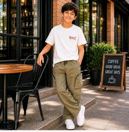 Boys Combo |Graphic Soft Breathable Active Play Tshirt | Cargo Trousers with Utility Pockets | Premium Coordinated Outfit for Active Kids
- 11-12 y
