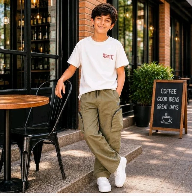 Boys Combo |Graphic Soft Breathable Active Play Tshirt | Cargo Trousers with Utility Pockets | Premium Coordinated Outfit for Active Kids
- 7-8 y