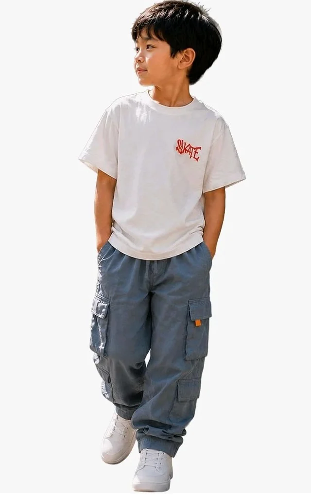 Boys Combo |Graphic Soft Breathable Active Play Tshirt | Cargo Trousers with Utility Pockets | Premium Coordinated Outfit for Active Kids
- 2-3 Y, Dark Navy blue & White