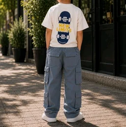 Boys Combo |Graphic Soft Breathable Active Play Tshirt | Cargo Trousers with Utility Pockets | Premium Coordinated Outfit for Active Kids
- 9-10 Y, White & Navy Blue