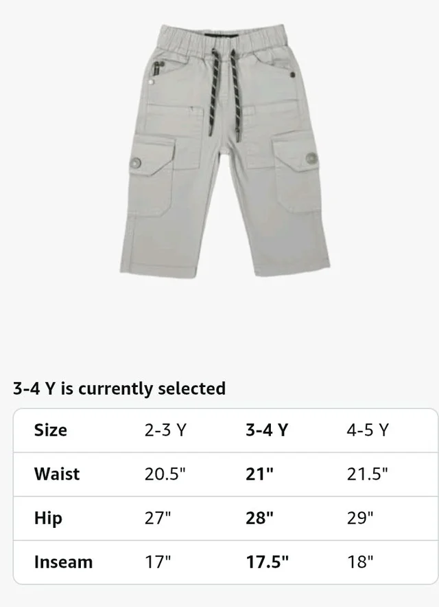 A.T.U.N. (ALL THINGS UBER NICE) Boys Classic Cotton Cargo Pants with Elastic Waist and Adjustable Drawstring | Multi Pocket Utility Comfort Fit Bottom Wear for Kids
- 6-12 M, Light - Grey