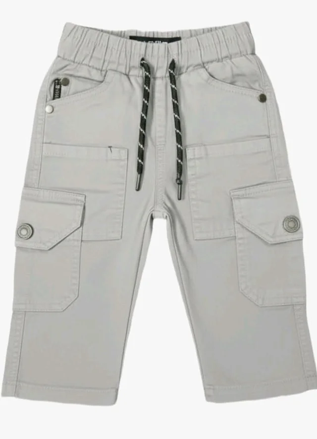 A.T.U.N. (ALL THINGS UBER NICE) Boys Classic Cotton Cargo Pants with Elastic Waist and Adjustable Drawstring | Multi Pocket Utility Comfort Fit Bottom Wear for Kids
- 5-6 Y, Light - Grey