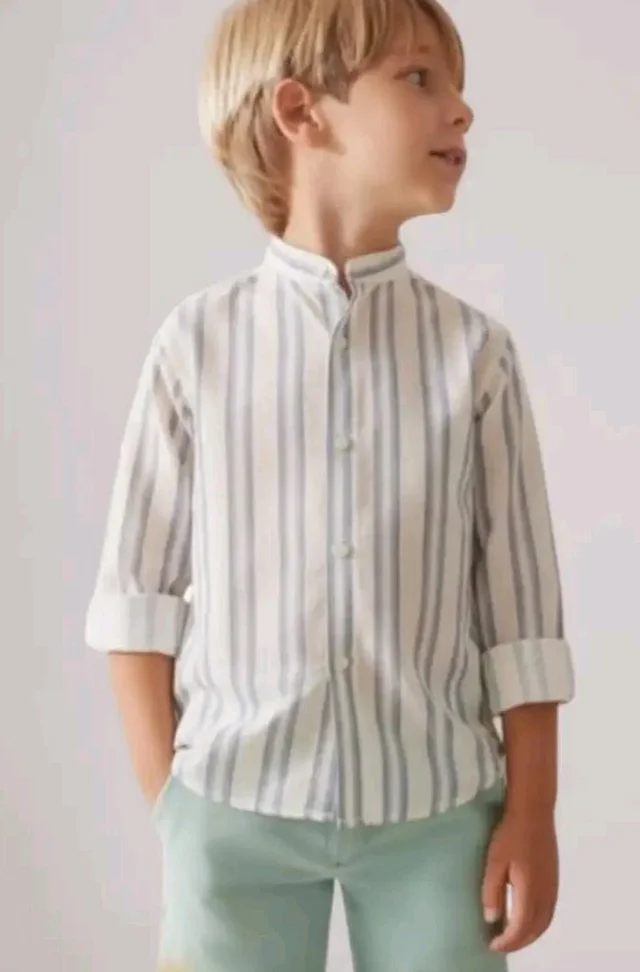 A.T.U.N. (ALL THINGS UBER NICE) Boys 100% Cotton Band Collar Shirt | Soft Fabric with Button Front Style & Roll-Up Sleeves | Comfortable Casual Kids Shirt
- 5-6 Y, Blue
