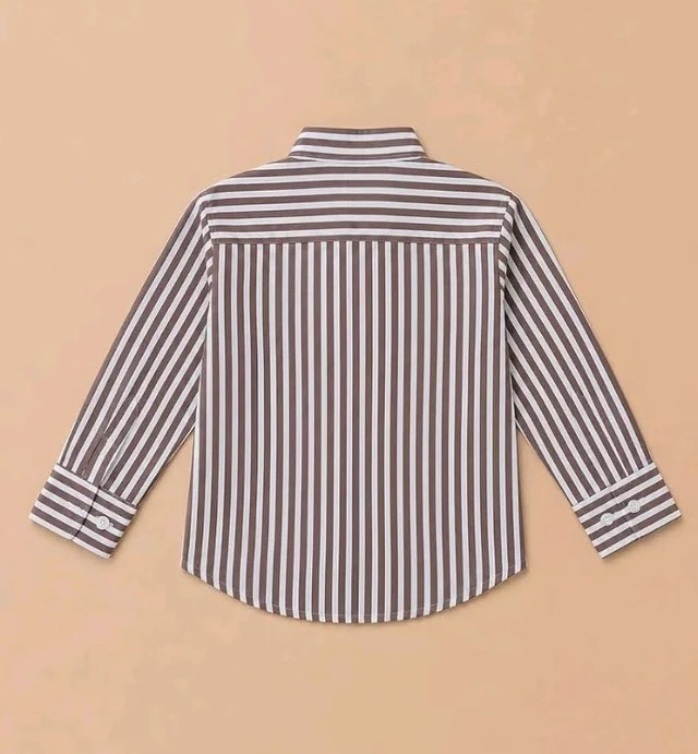 A.T.U.N. (ALL THINGS UBER NICE) Boys 100% Cotton Band Collar Shirt | Soft Fabric with Button Front Style & Roll-Up Sleeves | Comfortable Casual Kids Shirt
- 2-3 Y, Brown