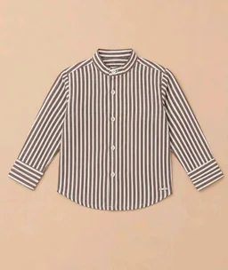 A.T.U.N. (ALL THINGS UBER NICE) Boys 100% Cotton Band Collar Shirt | Soft Fabric with Button Front Style & Roll-Up Sleeves | Comfortable Casual Kids Shirt
- 5-6 Y, Brown
