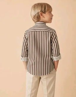 A.T.U.N. (ALL THINGS UBER NICE) Boys 100% Cotton Band Collar Shirt | Soft Fabric with Button Front Style & Roll-Up Sleeves | Comfortable Casual Kids Shirt
- 7-8 Y, Brown