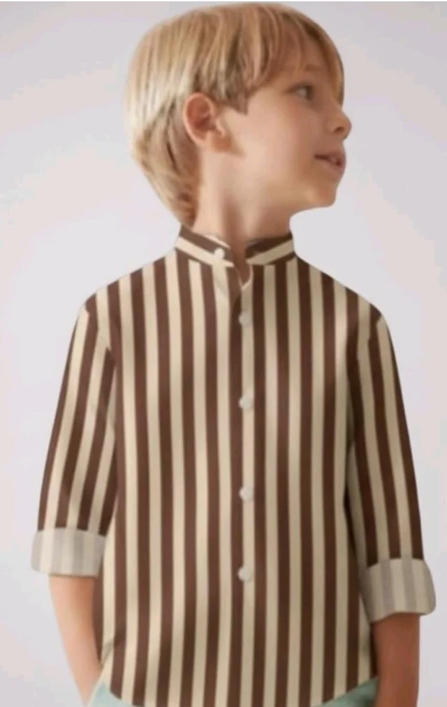 A.T.U.N. (ALL THINGS UBER NICE) Boys 100% Cotton Band Collar Shirt | Soft Fabric with Button Front Style & Roll-Up Sleeves | Comfortable Casual Kids Shirt
- 9-10 Y, Brown