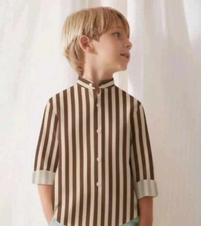 A.T.U.N. (ALL THINGS UBER NICE) Boys 100% Cotton Band Collar Shirt | Soft Fabric with Button Front Style & Roll-Up Sleeves | Comfortable Casual Kids Shirt
- 9-10 Y, Brown