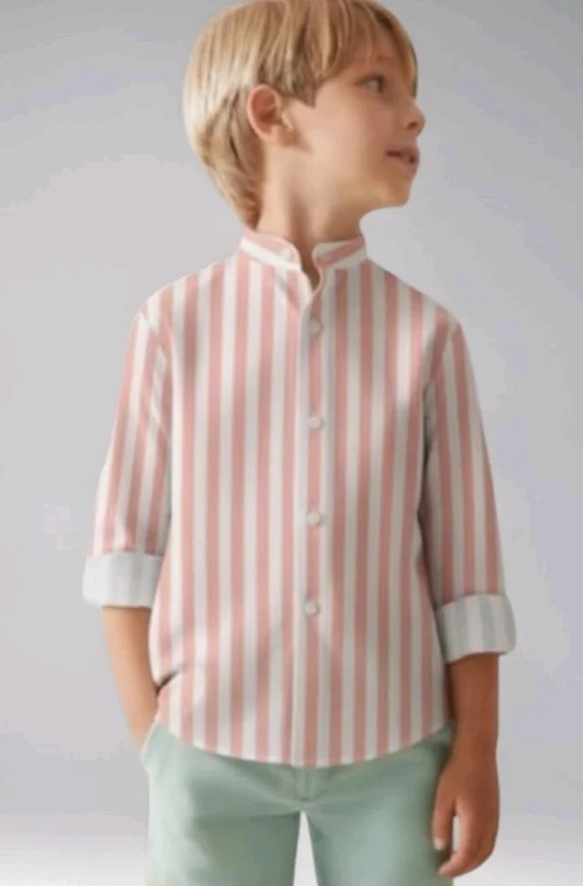 A.T.U.N. (ALL THINGS UBER NICE) Boys 100% Cotton Band Collar Shirt | Soft Fabric with Button Front Style & Roll-Up Sleeves | Comfortable Casual Kids Shirt
- 3-4 Y, Pink