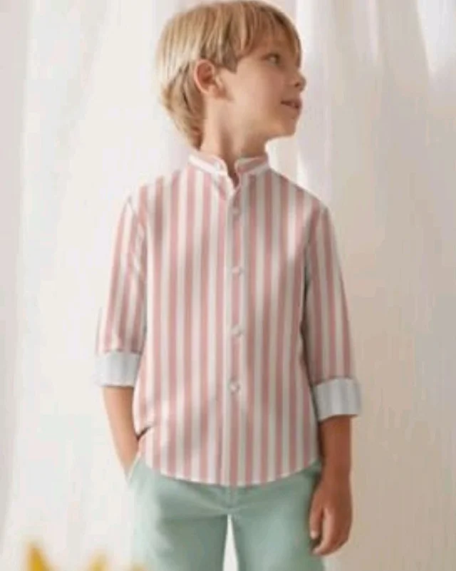 A.T.U.N. (ALL THINGS UBER NICE) Boys 100% Cotton Band Collar Shirt | Soft Fabric with Button Front Style & Roll-Up Sleeves | Comfortable Casual Kids Shirt
- 5-6 Y, Pink