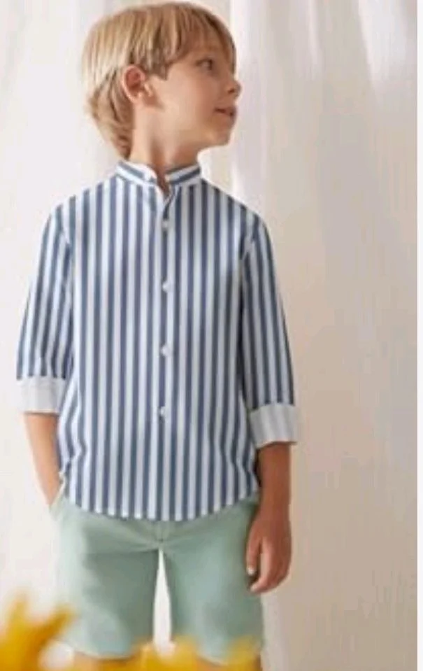A.T.U.N. (ALL THINGS UBER NICE) Boys 100% Cotton Band Collar Shirt | Soft Fabric with Button Front Style & Roll-Up Sleeves | Comfortable Casual Kids Shirt
- 3-4 Y, Navy Blue