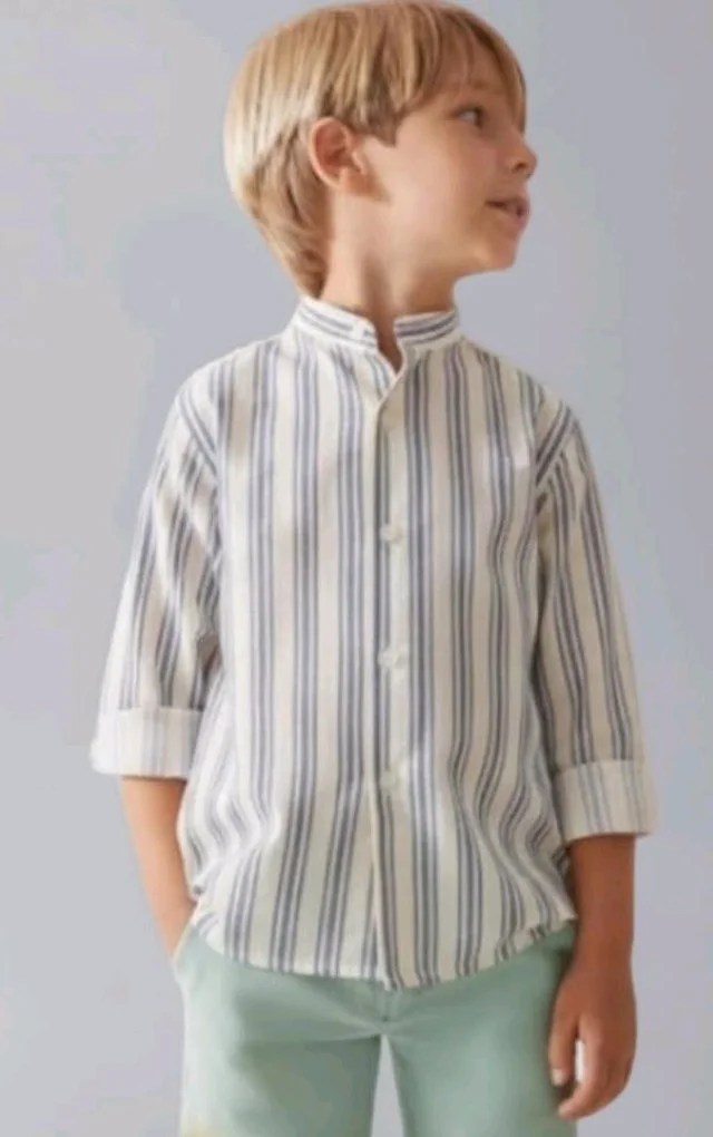 A.T.U.N. (ALL THINGS UBER NICE) Boys 100% Cotton Band Collar Shirt | Soft Fabric with Button Front Style & Roll-Up Sleeves | Comfortable Casual Kids Shirt
- 3-4 Y, Blue 1