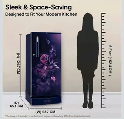 LG 185 L, 4 Star, Smart Inverter, Direct Cool Single Door Refrigerator (GLD1945ZOBE, Blue Euphoria, Base stand with Drawer) - Blue Euphoria
