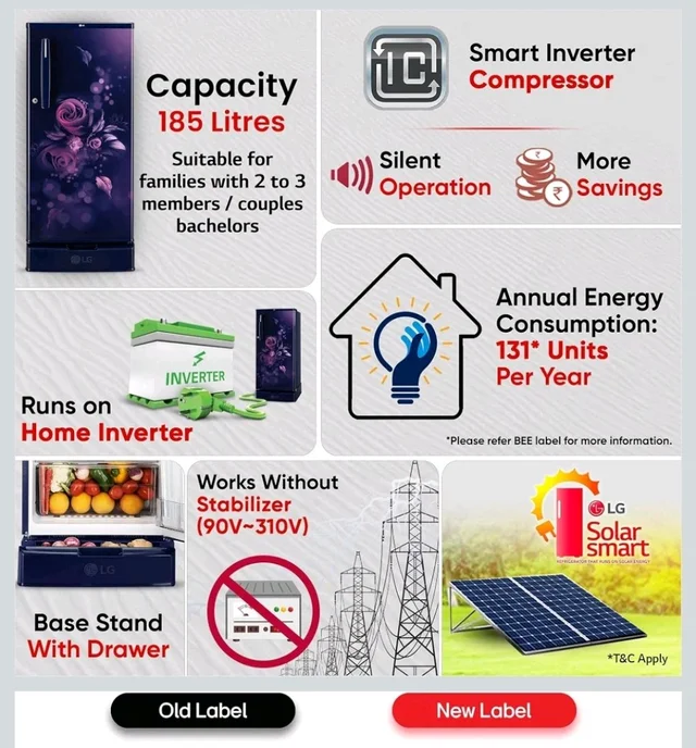 LG 185 L, 4 Star, Smart Inverter, Direct Cool Single Door Refrigerator (GLD1945ZOBE, Blue Euphoria, Base stand with Drawer) - Blue Euphoria