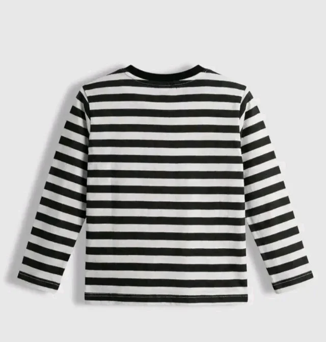 ORANGE SUGAR Kids Full Sleeve T-Shirt | Cotton Round Neck | Soft Breathable Fabric | Casual Wear for Boys & Girls
- 4-5 Y, Black stripes