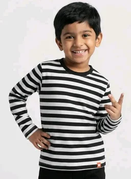 ORANGE SUGAR Kids Full Sleeve T-Shirt | Cotton Round Neck | Soft Breathable Fabric | Casual Wear for Boys & Girls
- 10-11 y, Black stripes