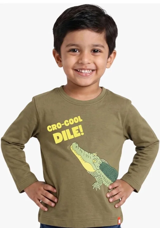 ORANGE SUGAR Kids Full Sleeve T-Shirt | Cotton Round Neck | Soft Breathable Fabric | Casual Wear for Boys & Girls
- 2-3 Y, Crocodile