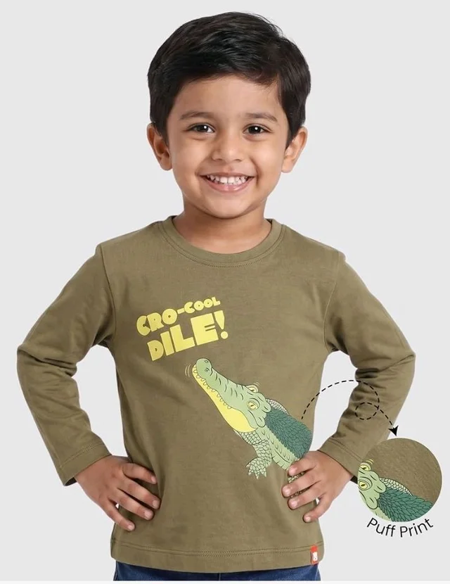 ORANGE SUGAR Kids Full Sleeve T-Shirt | Cotton Round Neck | Soft Breathable Fabric | Casual Wear for Boys & Girls
- 18-24 M, Crocodile