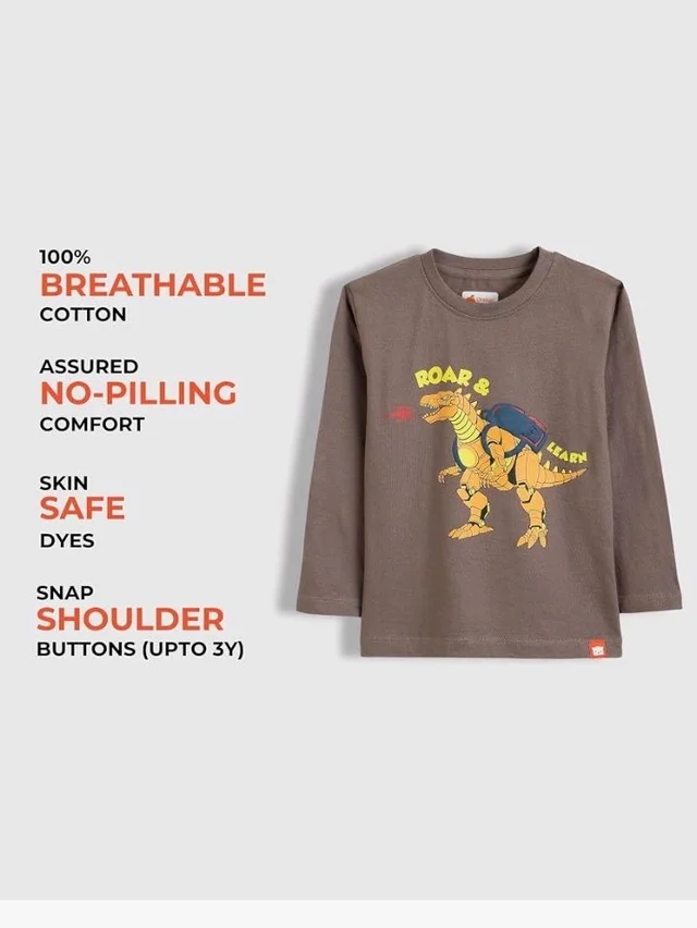 ORANGE SUGAR Kids Full Sleeve T-Shirt | Cotton Round Neck | Soft Breathable Fabric | Casual Wear for Boys & Girls
- 4-5 Y, Backpack Beast