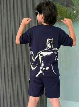 Nap Chief Kids Cotton Official Marvel Superhero's Printed Co ord Sets for Boys & Girls, T Shirt and Shorts for Casual Wear
- 910- y, Navy Blue