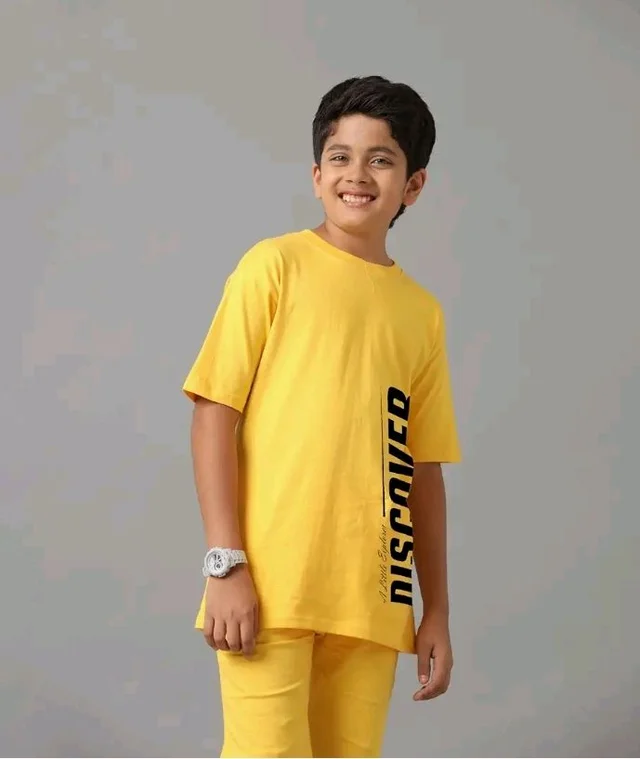 KYDA KIDS® Boys 100% Cotton Oversized T-Shirt Shorts Clothing Set | Kids Co-Ord Set | Half Sleeve T-Shirt with Matching Shorts | Soft Breathable Fabric | Comfortable Stylish Casual Wear
- 7-8 y, Yellow