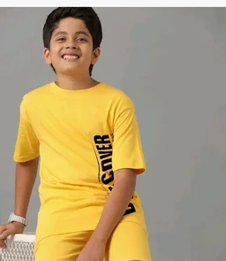 KYDA KIDS® Boys 100% Cotton Oversized T-Shirt Shorts Clothing Set | Kids Co-Ord Set | Half Sleeve T-Shirt with Matching Shorts | Soft Breathable Fabric | Comfortable Stylish Casual Wear
- 13-14 y, Yellow
