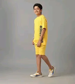 KYDA KIDS® Boys 100% Cotton Oversized T-Shirt Shorts Clothing Set | Kids Co-Ord Set | Half Sleeve T-Shirt with Matching Shorts | Soft Breathable Fabric | Comfortable Stylish Casual Wear
- 4-5 Y, Yellow