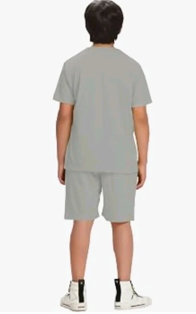 KYDA KIDS® Boys 100% Cotton Oversized T-Shirt Shorts Clothing Set | Kids Co-Ord Set | Half Sleeve T-Shirt with Matching Shorts | Soft Breathable Fabric | Comfortable Stylish Casual Wear
- 910- y, Grey